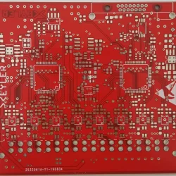 Small PCB, red color, back side, SMD component pads